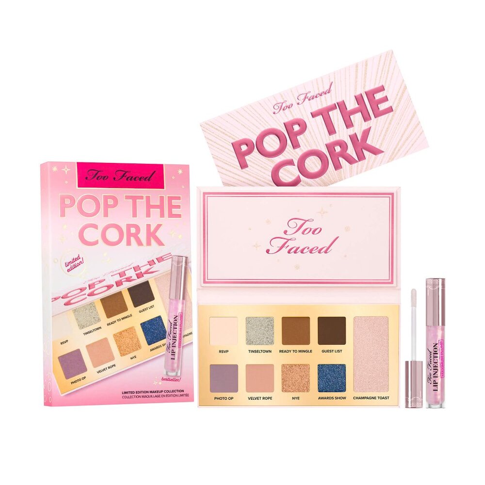 Too Faced Pop the Cork Limited Edition Eye & Face Palette + Lip Injection BNIB